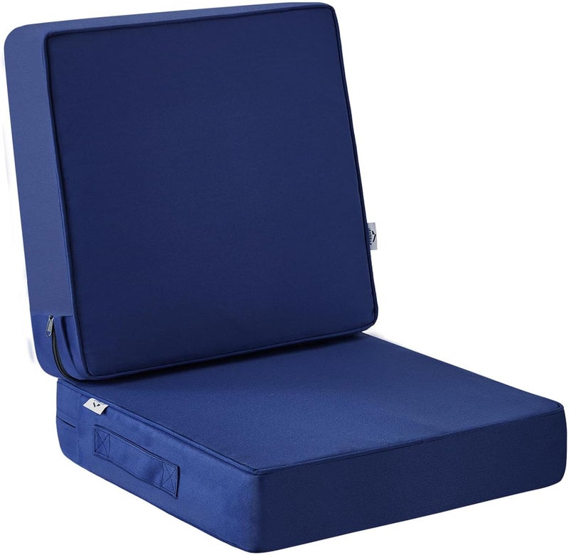IPYNBAP Outdoor Cushions, Outdoor Chair Cushions 24x24x4 Inch, Cushions for Outdoor Furniture with Removable Cover, Waterproof & Fade Resistant Outdoor Seat Cushions for Patio, Lawn, Navy Blue - Image 1